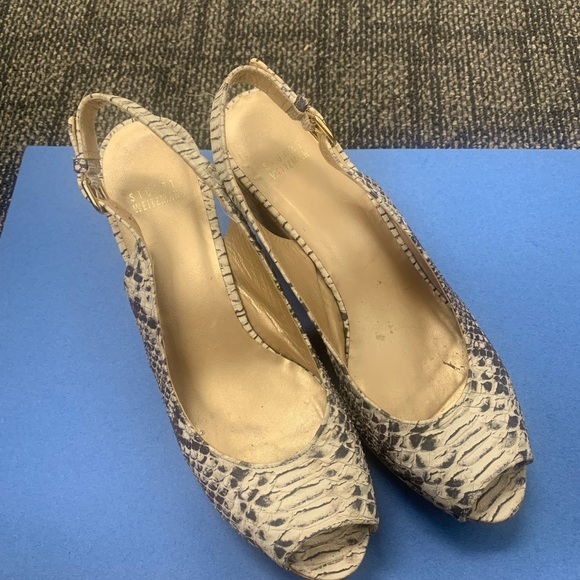 Stuart Weitzman faux reptile platform sandals shoes 10.5 M - Picture 1 of 5